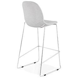 Acheter Alterego Tabouret de bar empilable 'FAKIR' en tissu gris clair et pied en métal chromé