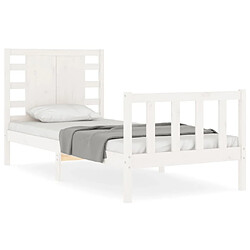 Acheter Maison Chic Cadre/structure de lit avec tête de lit pour adulte - Lit Moderne Chambre blanc petit simple bois massif -MN88896