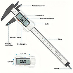 Avis Outil de mesure à pied à coulisse micromètre numérique en plastique 6 pouces 150 mm avec grand écran LCD