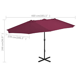 vidaXL Parasol d'extérieur avec mât en aluminium rouge bordeaux pas cher