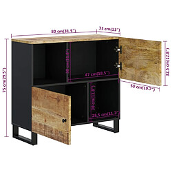 vidaXL Buffet avec 2 portes 80x33x75 cm bois massif de manguier pas cher