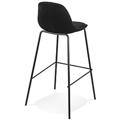 Avis Alterego Tabouret de bar 'FENTON' en velours noir et pied en métal noir