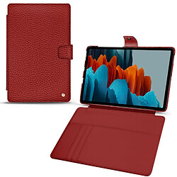 Housse cuir Samsung Galaxy Tab S7+ - Rabat portefeuille - Tomate ( Pantone #a61715 ) - NOREVE