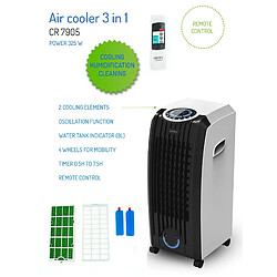 Refroidisseur d'air 8 L, Air Cooler, Humidificateur, Purificateur, Télécommande, 325, Blanc, Camry, CR 7905 pas cher