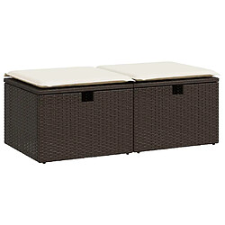 vidaXL Salon de jardin avec coussins 2pcs marron résine tressée acacia