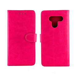 Wewoo Housse Coque Etui à rabat horizontal pour LG Q60 / K50 avec texture Crazy Horseavec porte-cartes et emplacements cartesporte-monnaie et cadre photo Magenta