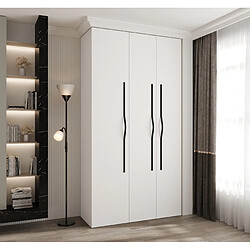 Abiks Meble Armoire à portes battantes Como 2 245,5/130/40 3 portes (blanc/noir)