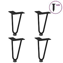 vidaXL Pieds de table en forme d'épingle à cheveux 4 pcs noir 20 cm