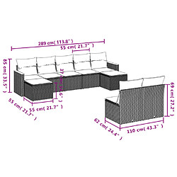 Avis Maison Chic Salon de jardin avec coussins 9 pcs | Ensemble de Table et chaises | Mobilier d'Extérieur beige résine tressée -GKD36588