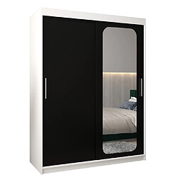 Abiks Meble Armoire PROMO T2 À Portes Coulissantes 200/150/62 2 Portes (Blanc/Noir)