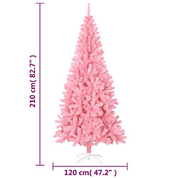 vidaXL Sapin de Noël artificiel avec support rose 210 cm PVC pas cher