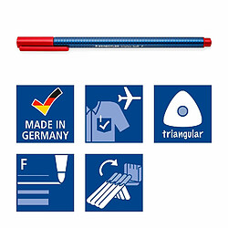 Staedtler Triplus Ballpoint, Stylos-bille triangulaires à pointe fine, Étui chevalet avec 4 couleurs lumineuses assorties, 437 FSB4 pas cher