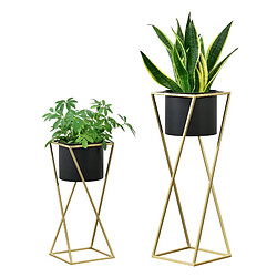 Lot de 2 Supports de Plantes Mons Doré Noir [en.casa]