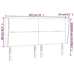 Acheter vidaXL Tête de lit avec oreilles Gris foncé 183x23x118/128 cm Tissu