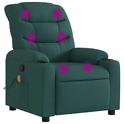 Maison Chic Fauteuil Relax pour salon, Fauteuil de massage inclinable Vert foncé Tissu -GKD84953