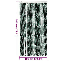 vidaXL Rideau anti-mouches vert et blanc 100x200 cm chenille pas cher