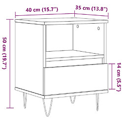 vidaXL Table de chevet chêne artisanal 40x35x50 cm bois d’ingénierie pas cher