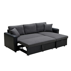 Acheter Vente-Unique Canapé d'angle convertible et réversible en tissu anthracite et noir GAZUR II