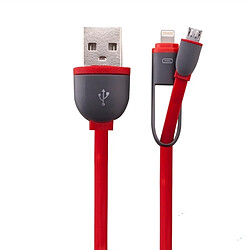 Wewoo Câble 1m 2 en 1 Lightning 8 broches & micro USB vers de données / chargeur USB, pour iPhone, iPad, Samsung, HTC, LG, Sony, Huawei, Lenovo, Xiaomi & autres smartphones rouge pas cher