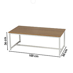 Avis Toilinux Table basse Casa Blanca en Panneaux de particules et Métal - L.100 cm x H.39 cm - Beige et Blanc