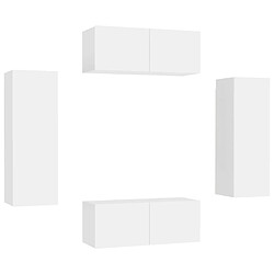 Maison Chic Ensemble de meubles TV 4 pcs | Banc TV Moderne pour salon | Meuble de Rangement - Blanc Aggloméré -MN90339