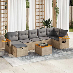 vidaXL Salon de jardin avec coussins 8 pcs beige résine tressée