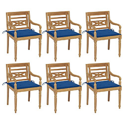 vidaXL Chaises Batavia avec coussins lot de 6 Bois de teck solide