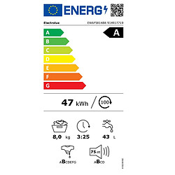 Lave-linge hublot 8kg 1400 tours/min blanc - EW6F5814BR - ELECTROLUX