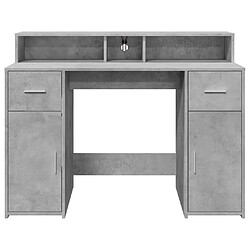 Avis Helloshop26 Bureau table poste de travail meuble d'ordinateur informatique étude et lumières LED 120 x 55 x 91cm bois d'ingénierie gris 02_0023797