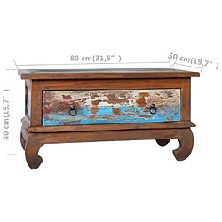 vidaXL Table basse 80x50x40 cm Bois de teck récupéré pas cher