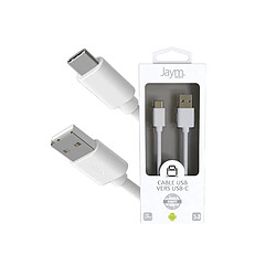 Jaym Câble USB vers Type-C 3A - 1,5 mètres - Collection POP - Blanc