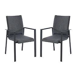 Vente-Unique Lot de 2 fauteuils de jardin empilables en aluminium et textilène - Gris - GULIANE de MYLIA