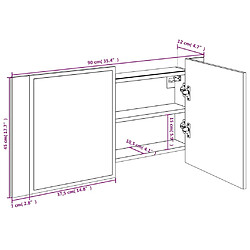 vidaXL Armoire à miroir à LED de bain chêne fumé 90x12x45 cm acrylique pas cher