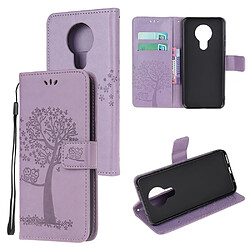 Etui en PU empreinte chouette arborescente avec flip violet clair pour votre Nokia 5.3