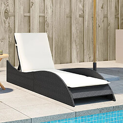 vidaXL Chaise longue avec coussin noir 60x205x73 cm résine tressée