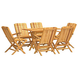 Salle à dîner de jardin 7 pcs,Table et chaise à manger Bois de teck solide -MN21526