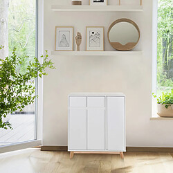 Armoire à chaussures / commode ESTHA 80x34x85 cm 2 tiroirs 3 portes blanc hjh LIVING pas cher