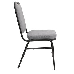 Bolero Chaise de banquet avec dossier carré et tissu gris - Lot de 4