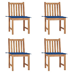 Maison Chic Lot de 4 Chaises de jardin,Fauteuil d'extérieur avec coussins Bois de teck massif -MN16337