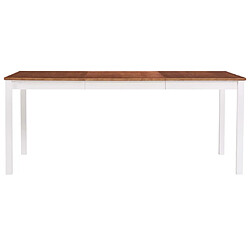 vidaXL Table à manger Blanc et marron 180x90x73 cm Bois de pin