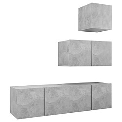 vidaXL Ensemble de meubles TV 4 pcs Gris béton Bois d'ingénierie