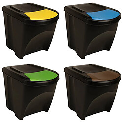 vidaXL Poubelles empilables 3 pcs Anthracite 75 L