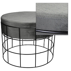 Avis Ecd Germany Tabouret pouf ottomane repose-pieds rond en velour gris foncé et métal siège