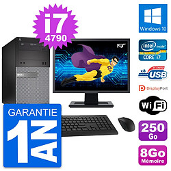 PC Tour Dell 3020 Ecran 19" Intel i7-4790 RAM 8Go Disque 250Go Windows 10 Wifi - Occasion