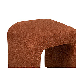 Pegane Pouf en bouclette, tabouret bouclette en MDF/polyester coloris ambre - Longueur 41 x Profondeur 35.5 x Hauteur 43 cm