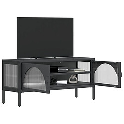 Avis vidaXL Meuble TV noir 105x35x50 cm verre et acier