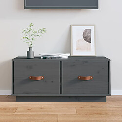 Maison Chic Meuble TV scandinave - Banc TV pour salon Gris 80x34x35 cm Bois de pin massif -MN65340