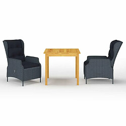 Maison Chic Ensemble de salle à manger de jardin 3 pcs,Table et chaises d'extérieur Gris foncé -GKD918194