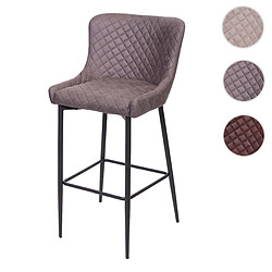 Mendler Tabouret de bar HWC-H79, pour comptoir, métal, vintage, avec repose-pied ~ tissu / textile gris foncé