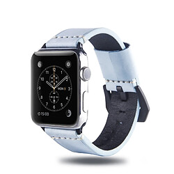 Acheter Wewoo Bracelet en cuir pleine fleur de cire de brume blanche pour Apple Watch série 4 40 mm et série 3 et 2 et 1 38 mm bleu clair